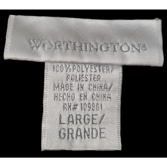 Worthington L/S Black/White Sheer Crinkle Button Down Blouse Large - Picture 2 of 2